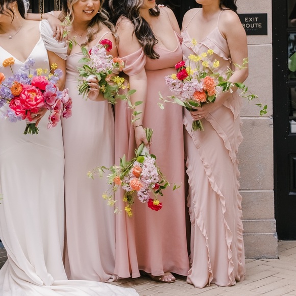 Mumu Romance Ruffle Dress - Dusty Blush Crisp - Picture 5 of 6